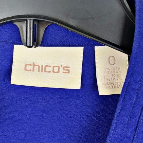Chico’s Women's Size 0 Small Blue Open Front Jacket Nylon Ruched Lightweight - Picture 2 of 10